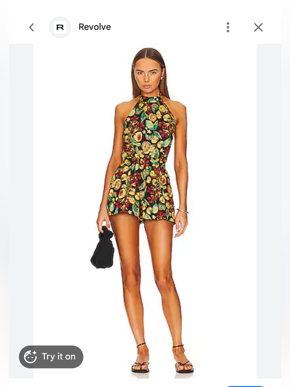 Free People Coral Tides Halter Romper in Black and Multicolor